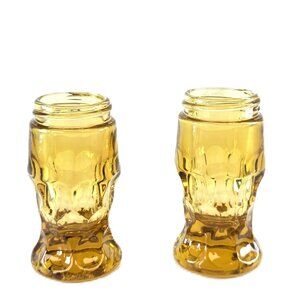 Vintage Anchor Hocking Amber Glass Salt & Pepper Shakers - No lids